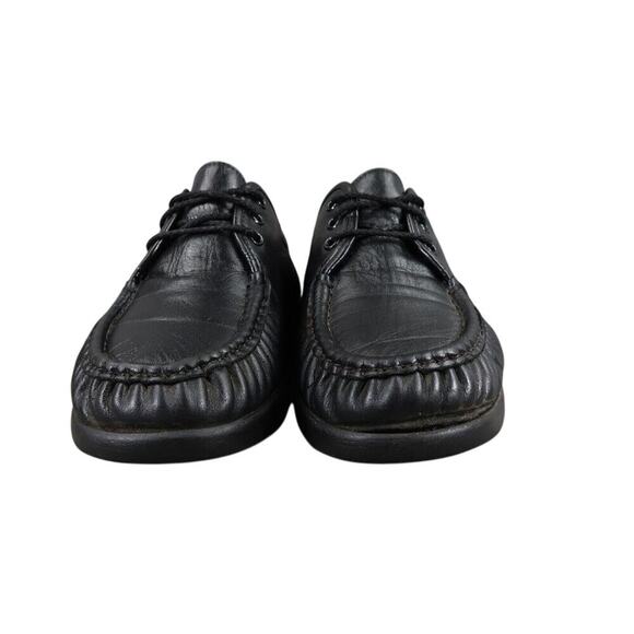Sas Shoes Womens 9 Bounce Lace Up Moc Comfort Classic Leather Black Career Wedge - Picture 3 of 15